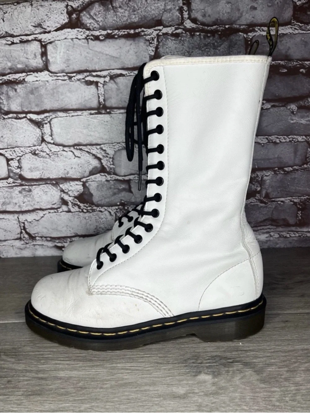 Dr Doc Martens 10183 White 14 Eyelet Zip Up Combat Boots Women's Sz 9M US/41EU - Picture 4 of 8